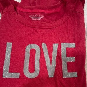 Victoria's Secret Red Glitter LOVE Tee